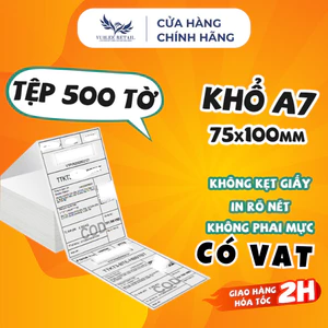 Giấy In Nhiệt A7 75x100mm Tệp 500 Tờ Loại Dày Không Phai Mực In Đơn Shopee VUILEE RETAIL