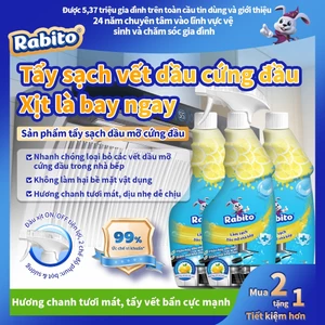 【NEW】Dung dịch tẩy dầu mỡ nhà bếp Rabito Tẩy sạch dầu mỡ cứng đầu, ức chế vi khuẩn 99%, hương chanh thơm mát, nhẹ 500ml