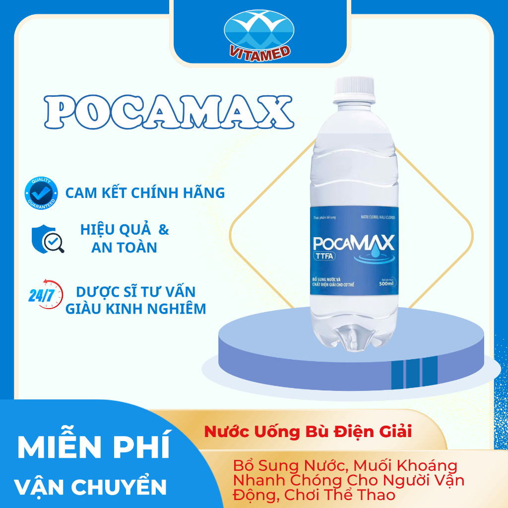 Nước Uống Bù Điện Giải POCAMAX 500ml Thùng 24 Chai - Bổ Sung Nước, Muối Khoáng Nhanh Cho Người Vận Động, Chơi Thể Thao