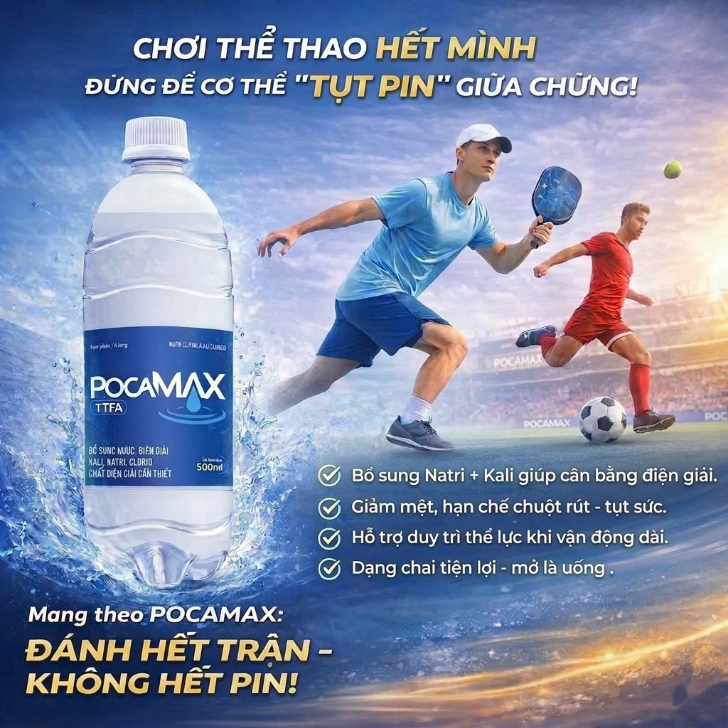 Nước Uống Bù Điện Giải POCAMAX 500ml - Bổ Sung Nước, Muối Khoáng Nhanh Chóng Cho Người Vận Động, Chơi Thể Thao