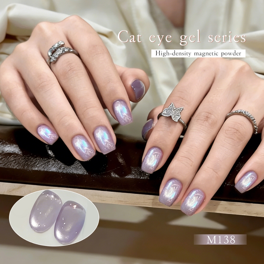 XEIJAYI 10ml - Sơn móng tay dạng gel mắt mèo cầu vồng tím nhạt, thích hợp cho việc tự làm nghệ thuật vẽ móng.