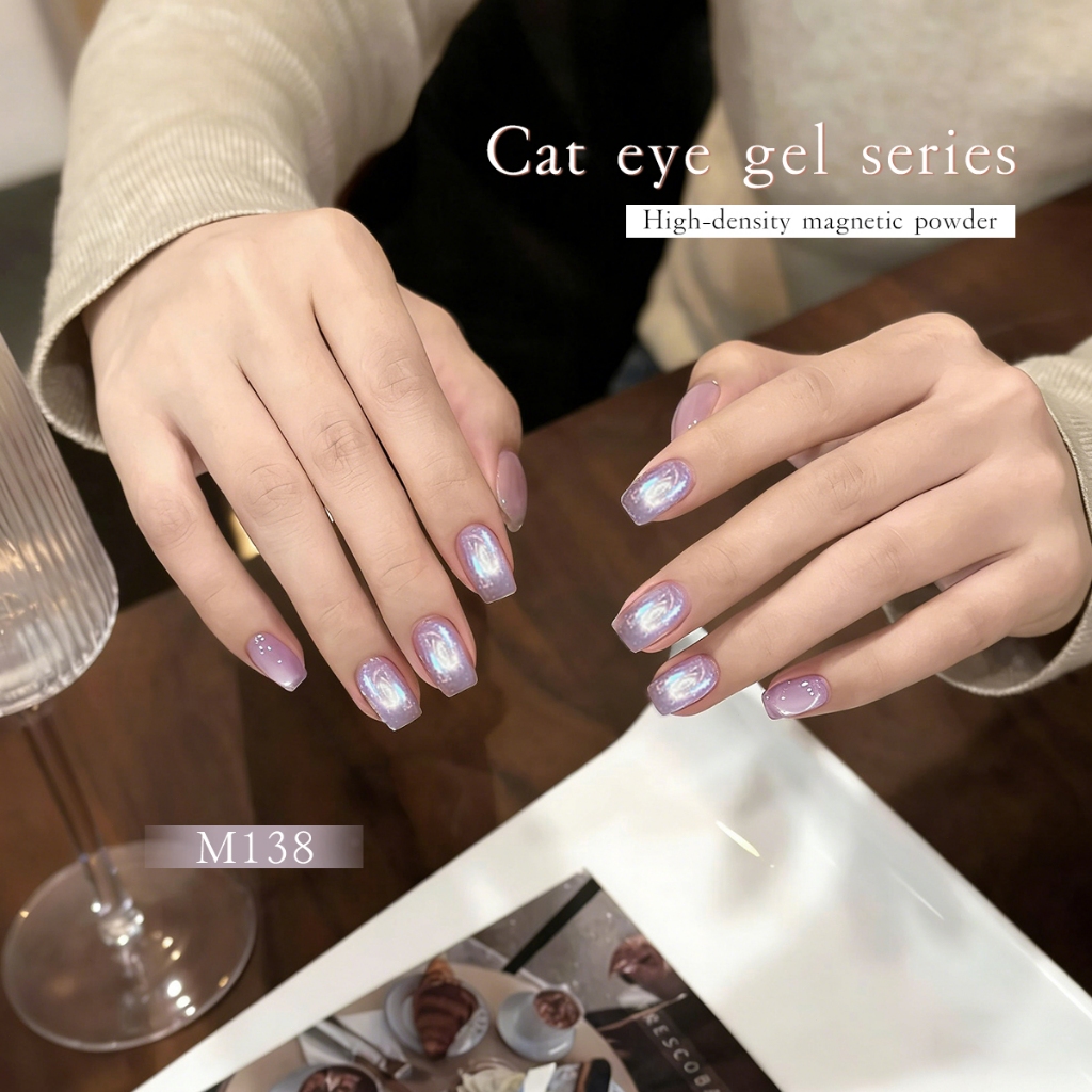 XEIJAYI 10ml - Sơn móng tay dạng gel mắt mèo cầu vồng tím nhạt, thích hợp cho việc tự làm nghệ thuật vẽ móng.