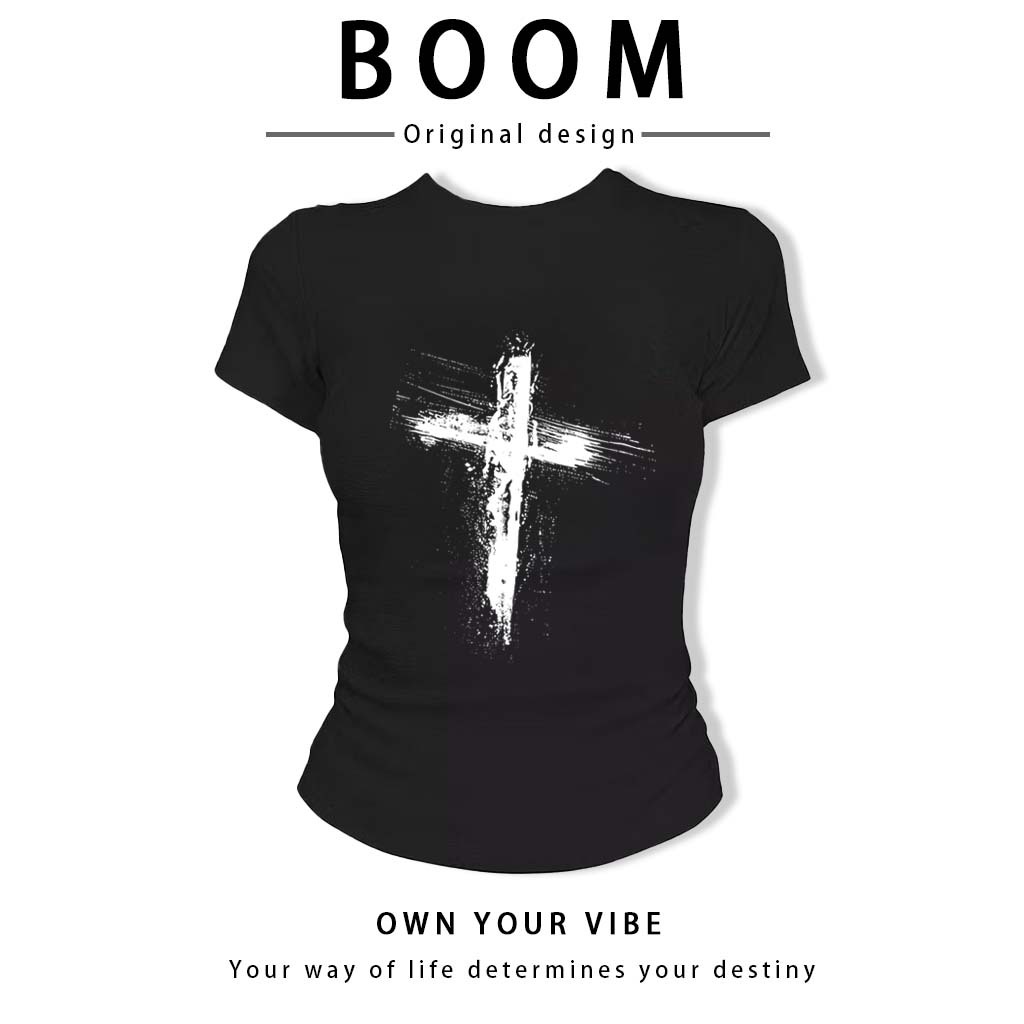 BOOM🔥 Áo Baby Tee Nữ Cotton Ôm Body-Áo Thun Ngắn Tay Y2K In Hình Phong Cách Mới Mùa Hè, Ôm Cổ Tròn Hàng Đầu phong cá #14