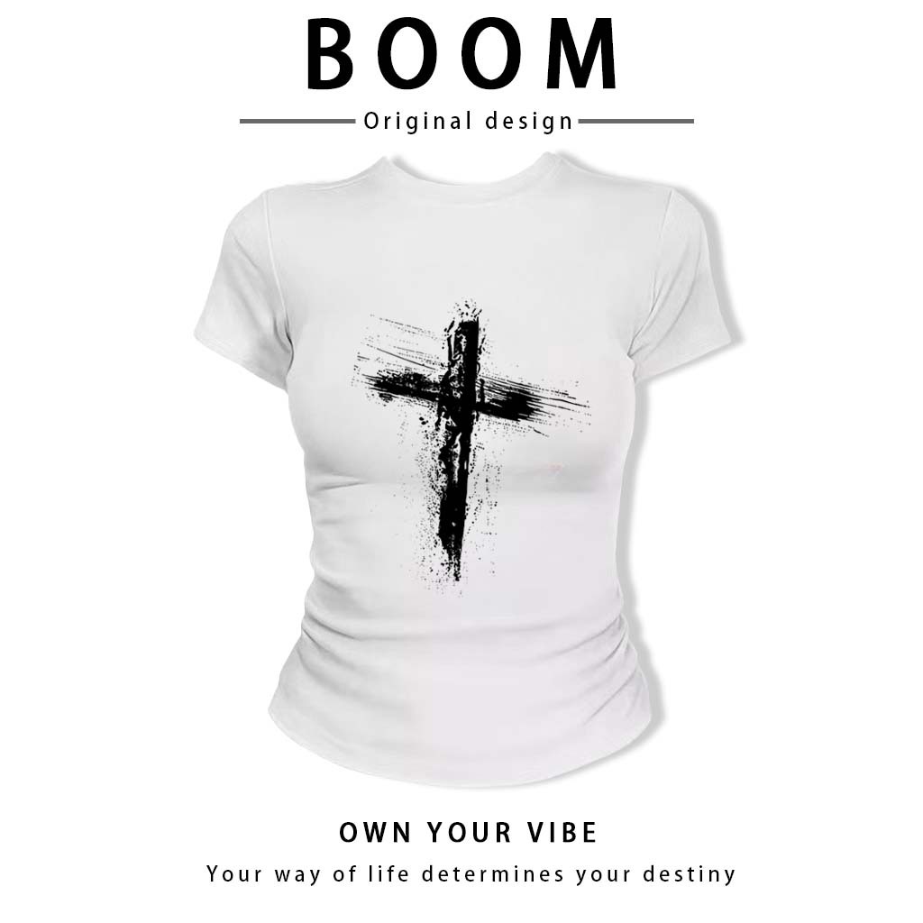 BOOM🔥 Áo Baby Tee Nữ Cotton Ôm Body-Áo Thun Ngắn Tay Y2K In Hình Phong Cách Mới Mùa Hè, Ôm Cổ Tròn Hàng Đầu phong cá #14