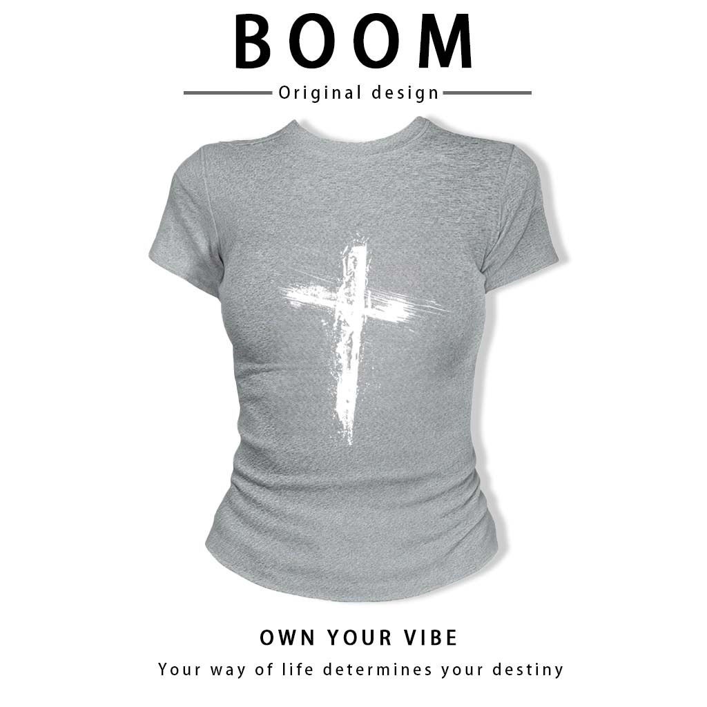 BOOM🔥 Áo Baby Tee Nữ Cotton Ôm Body-Áo Thun Ngắn Tay Y2K In Hình Phong Cách Mới Mùa Hè, Ôm Cổ Tròn Hàng Đầu phong cá #14