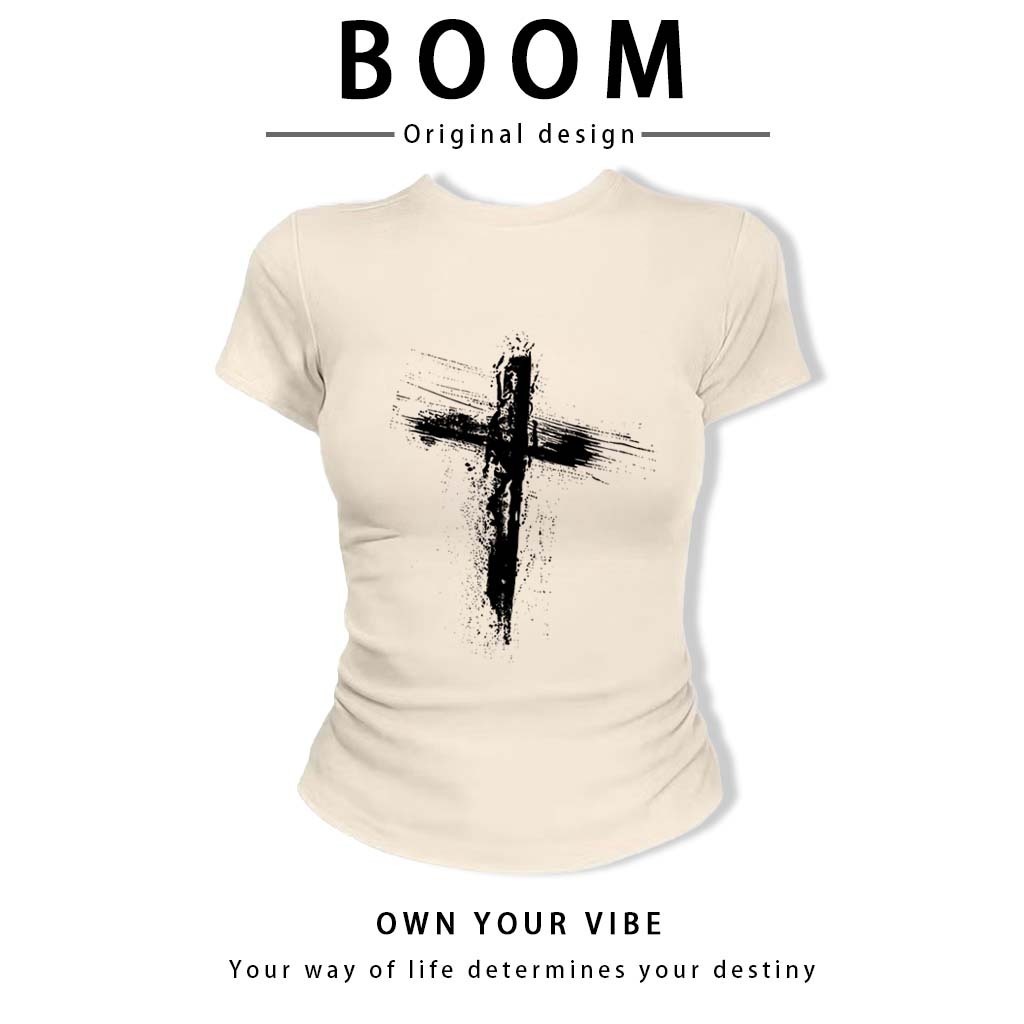 BOOM🔥 Áo Baby Tee Nữ Cotton Ôm Body-Áo Thun Ngắn Tay Y2K In Hình Phong Cách Mới Mùa Hè, Ôm Cổ Tròn Hàng Đầu phong cá #14