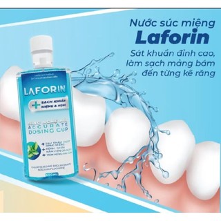 1] Nước súc miệng diệt khuẩn Laforin  500ml - Sát khuẩn họng, sạch mảng bám, không chứa cồn (Cốc đong chính xác)