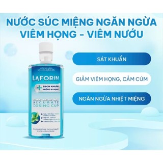 1] Nước súc miệng diệt khuẩn Laforin  500ml - Sát khuẩn họng, sạch mảng bám, không chứa cồn (Cốc đong chính xác)