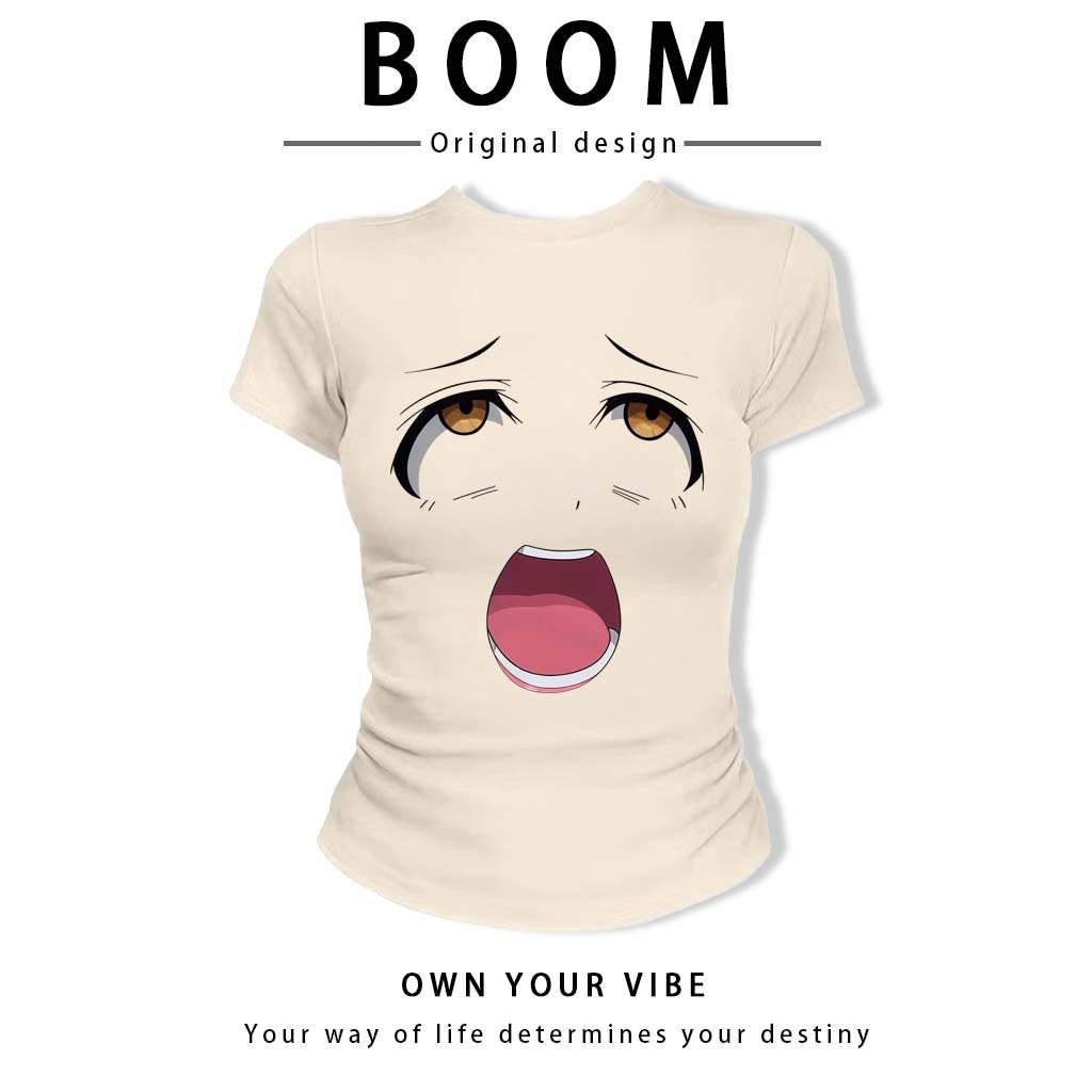 BOOM🔥 Áo Baby Tee Nữ Cotton Ôm Body-Áo Thun Ngắn Tay Y2K In Hình Phong Cách Mới Mùa Hè, Ôm Cổ Tròn Hàng Đầu phong cá #14