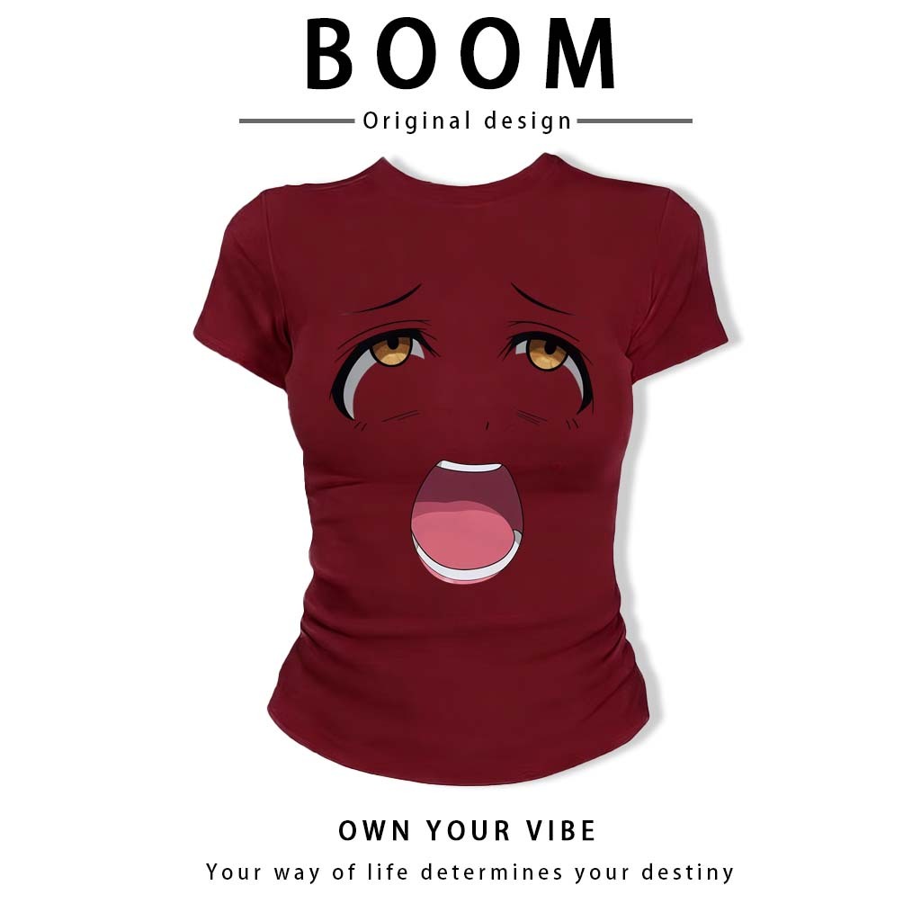BOOM🔥 Áo Baby Tee Nữ Cotton Ôm Body-Áo Thun Ngắn Tay Y2K In Hình Phong Cách Mới Mùa Hè, Ôm Cổ Tròn Hàng Đầu phong cá #14