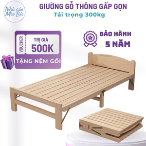 HÀNG LOẠI 1 - TẶNG ĐỆM GỐI - Giường ngủ gỗ thông gấp gọn 120x195cm - Giường gấp văn phòng