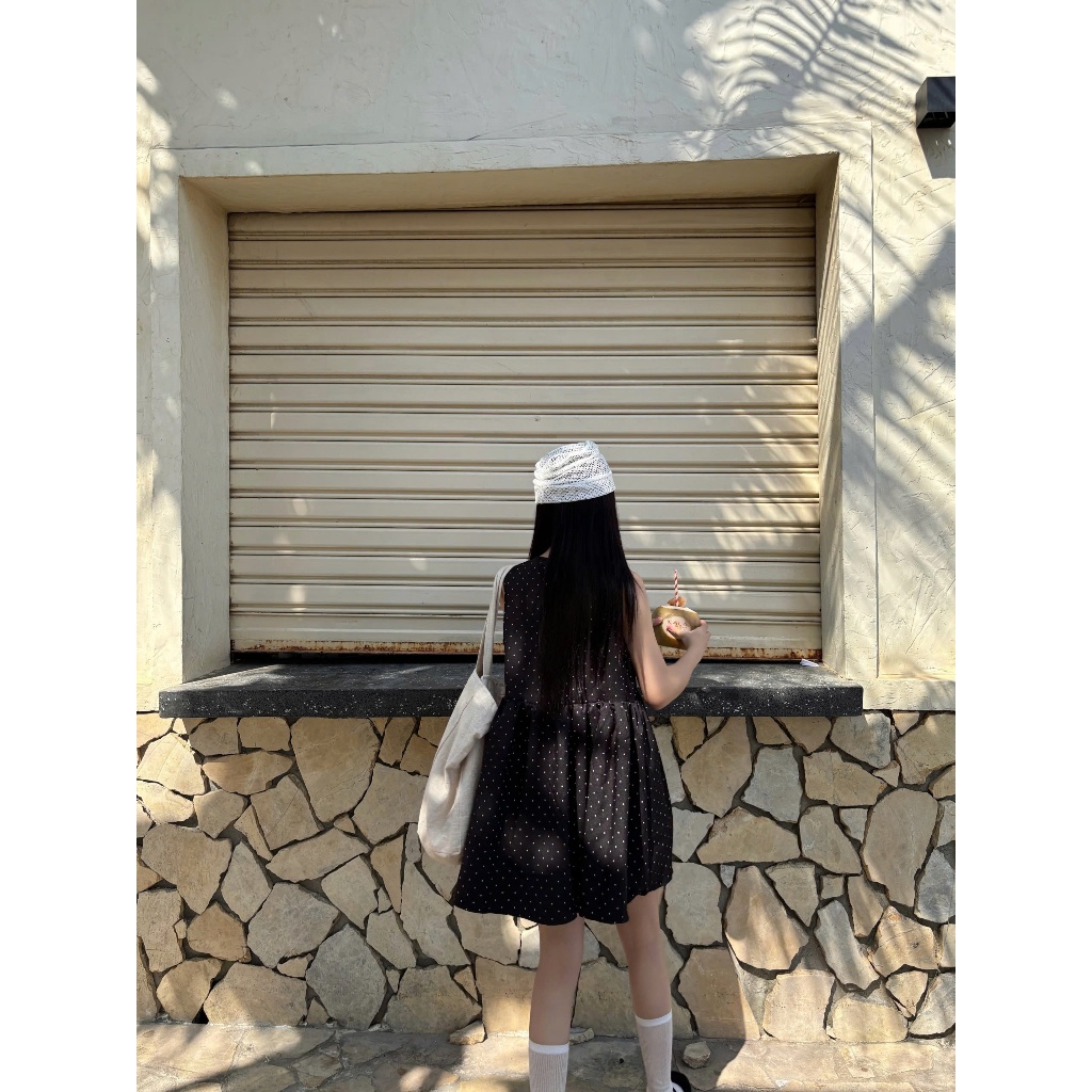 Đầm Nữ GAESUN DRESS Chấm Bi Form Babydoll Sát Nách Dễ Thương SECODEE