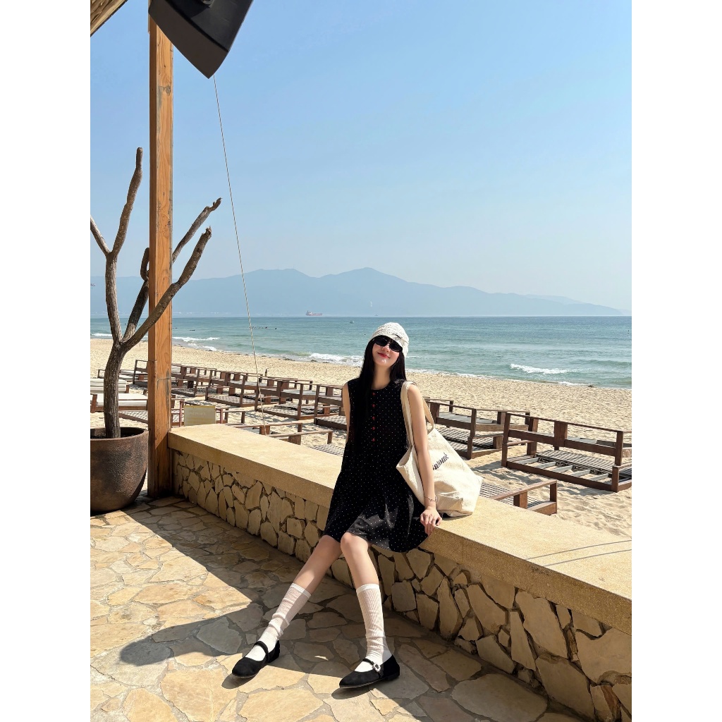 Đầm Nữ GAESUN DRESS Chấm Bi Form Babydoll Sát Nách Dễ Thương SECODEE
