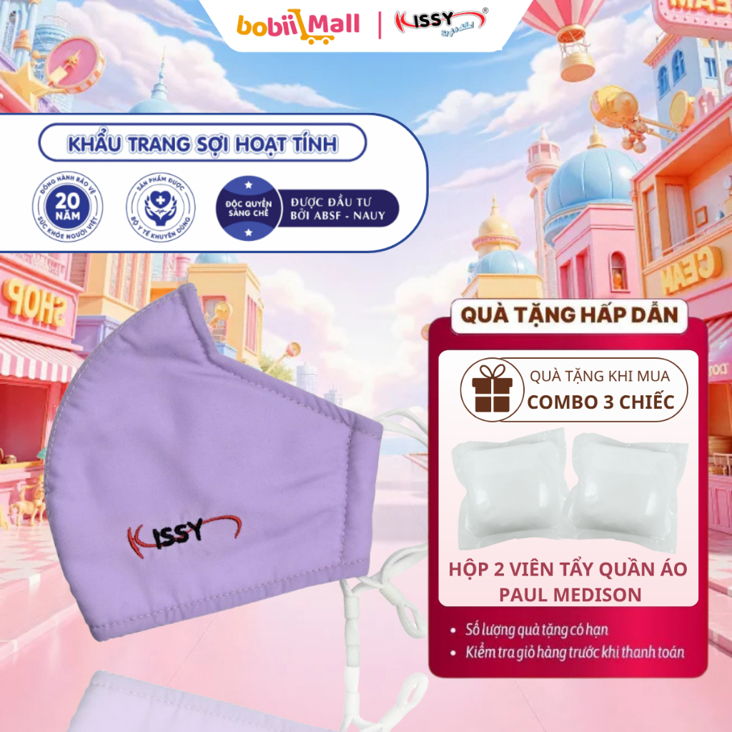 [3 LỚP KHÁNG KHUẨN] Khẩu Trang Kissy 5D Trẻ Em Chính Hãng Sợi Hoạt Tính Chống Bụi Mịn Đủ Size Đủ Mẫu