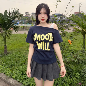 Áo thun lệch vai SMOOTH WILL chất tăm coton mềm mịn mẫu mới 2026