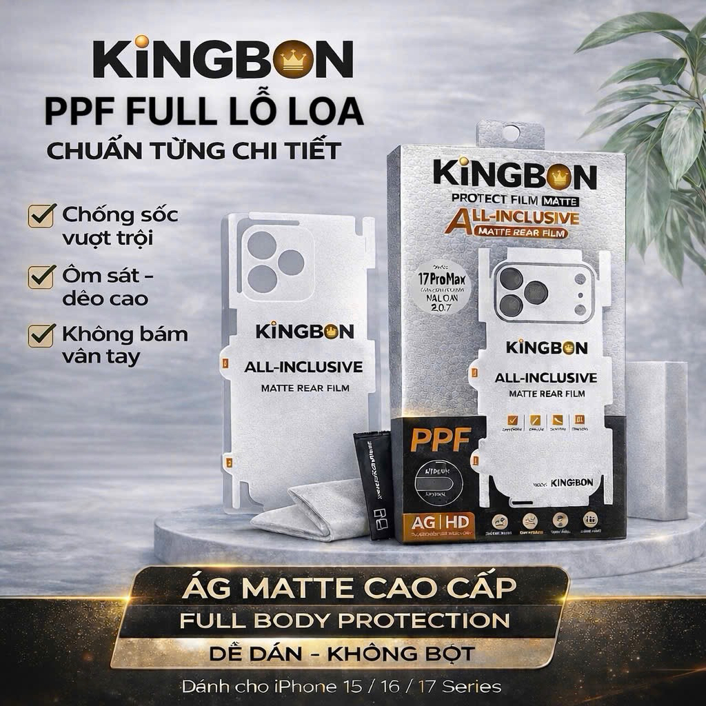 Miếng Dán PPF Nhám AG Mặt Sau Chống Vân Tay dành cho iPhone KiNGBON - MAF01
