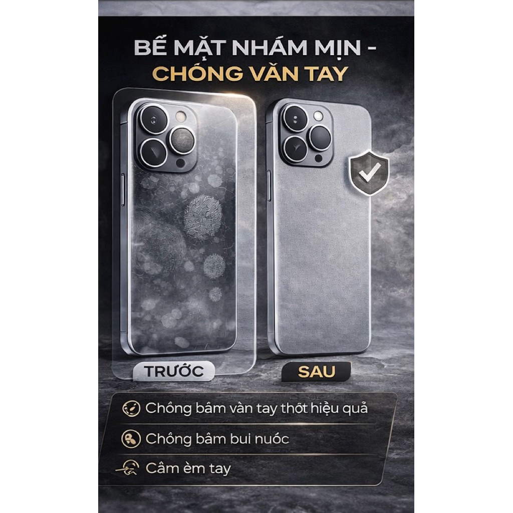 Miếng Dán PPF Nhám AG Mặt Sau Chống Vân Tay dành cho iPhone KiNGBON - MAF01