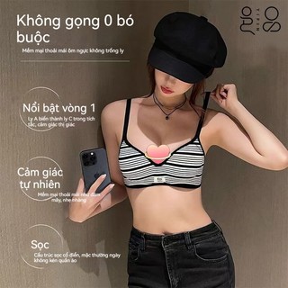 Áo ngực dày 5cm kiểu Anh sọc ngang, nâng ngực tập trung, không đường may, không gọng, thu gọn mỡ nách