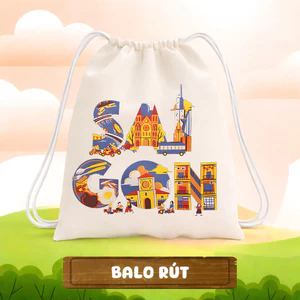 Balo Dây Rút In Hình SÀI GÒN túi vải dây rút size 35x40cm tiện dụng - balo rút vải canvas đi học đi chơi tuipa06c