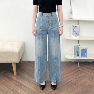 Quần Jean Nữ 𝐂𝐂𝐇𝐀𝐓 Dáng Suông Pheria Có Túi Đáp Trước Chất Liệu Jeans Denim Cao Cấp 16QDJ2030ST