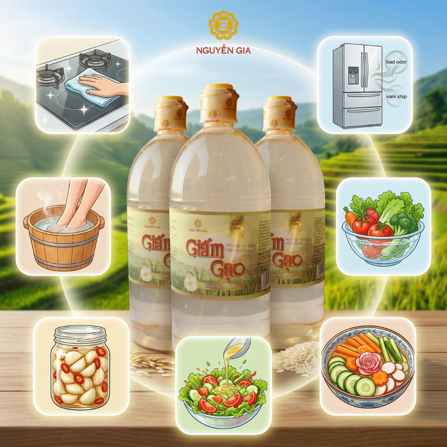 Giấm Gạo Nguyễn Gia Lên Men Tự Nhiên 1L NGG0022