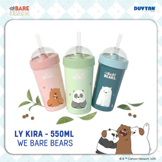 [BST We Bare Bears] Ly KIRA 550ml Duy Tân, nhựa PP, nắp vòm kèm ống hút, thiết kế pastel dễ thương.