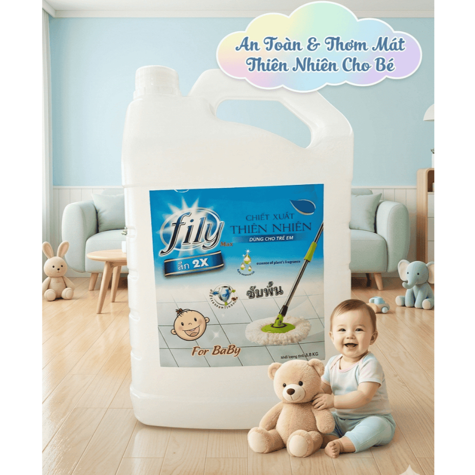 Nước Lau Sàn Hương Thơm Tự Nhiên Ngăn Côn Trùng Fily Can Lau Sàn Sạch Bóng 3.8kg