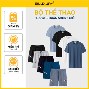 Combo Bộ Thể Thao Nam T-Shirt & Quần Short Gió Biluxury Năng Động Thoải Mái Co Giãn Mềm Mại