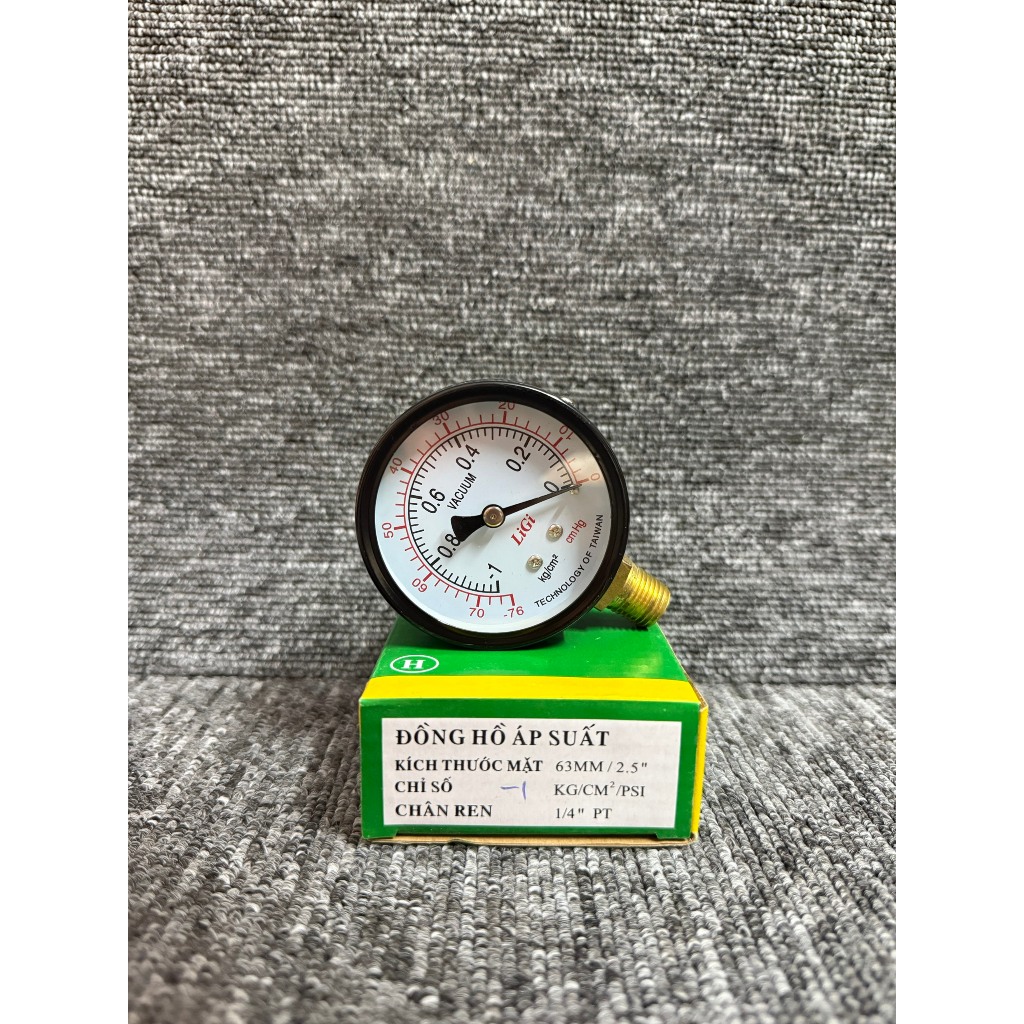 Đồng hồ áp suất hơi LiGi kích thước mặt 63mm ren đồng 1/4NPT / 13mm