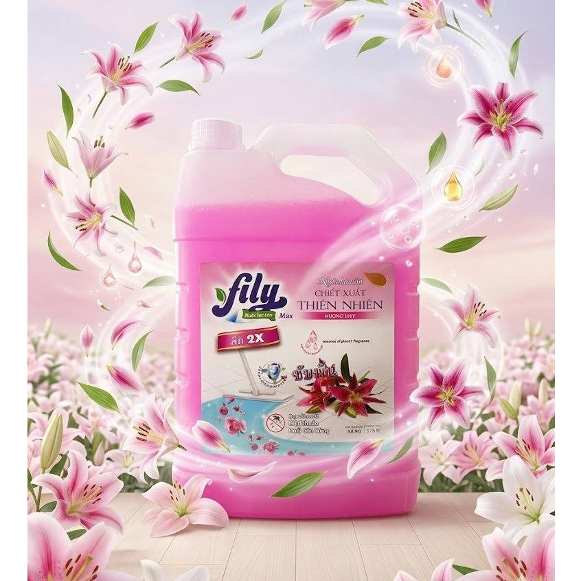 Nước Lau Sàn Hương Thơm Tự Nhiên Ngăn Côn Trùng Fily Can Lau Sàn Sạch Bóng 3.8kg
