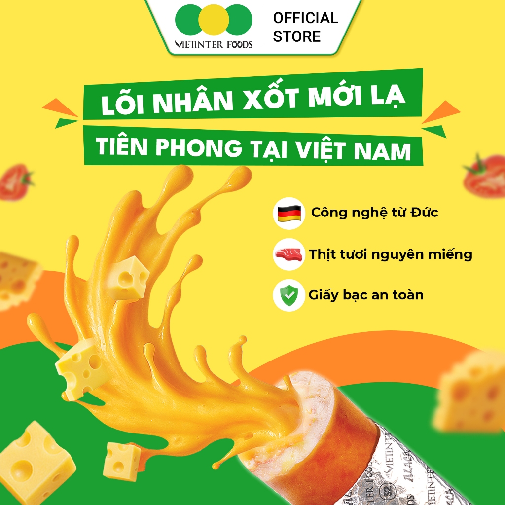Xúc Xích Nướng Giấy Bạc S2 Vietinter Foods Lõi Nhân Xốt Phô Mai Mỹ