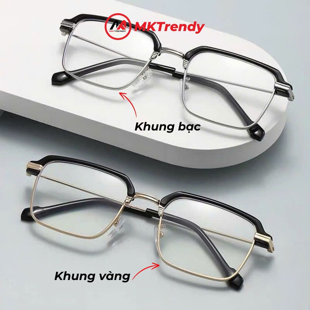 Kính đổi màu dưới nắng MKTRENDY cao cấp thời trang nam nữ gọng kim loại chống tia UV chống ánh sáng xanh X10