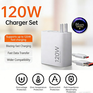 Bộ sạc nhanh 120W, Củ sạc + Cáp sạc nhanh USB to Type C cho Xiaomi Samsung Oppo Vivo [BỘ SẠC 120W]