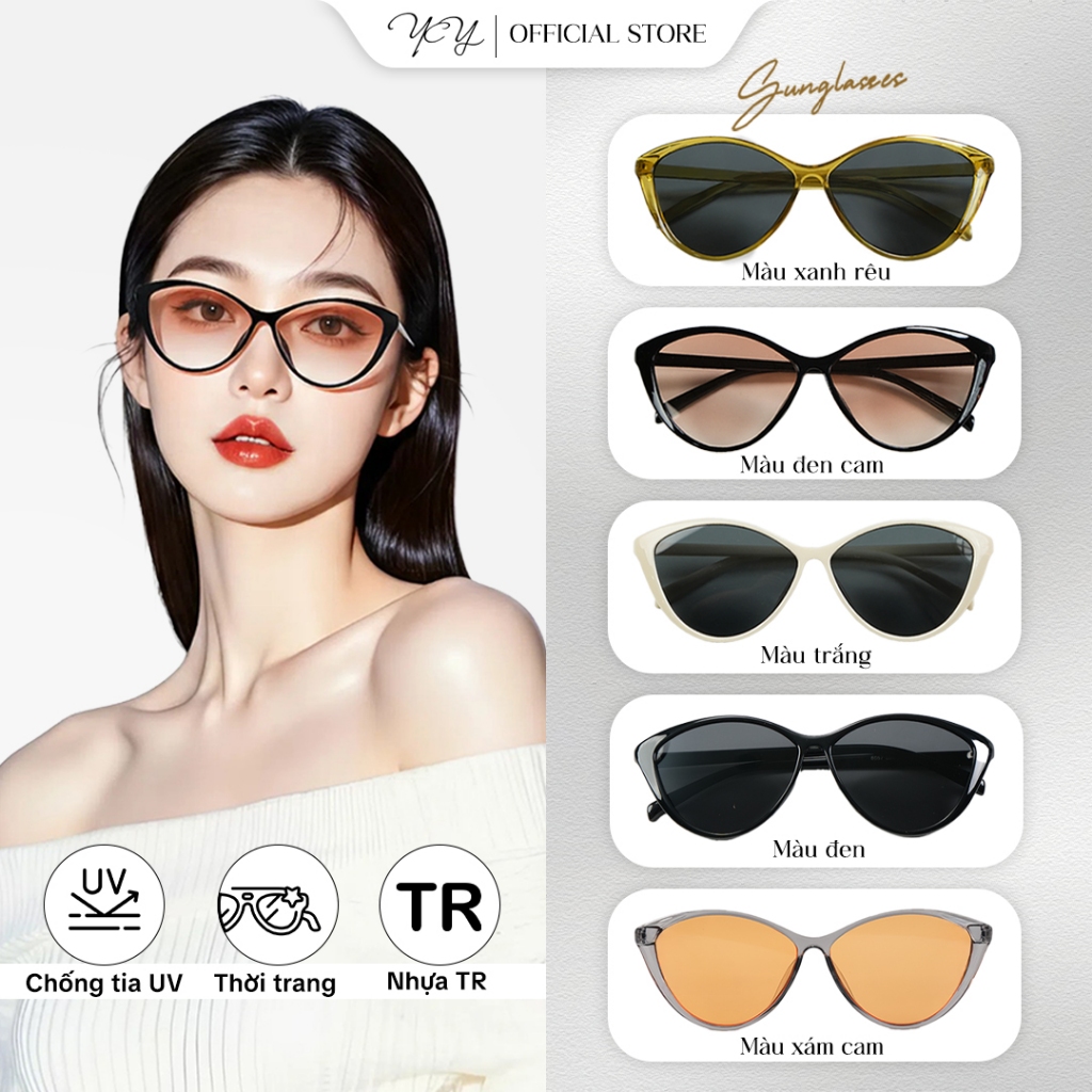 Kính Râm Hình Cánh Hoa Đào Kính Râm Thời Trang, Chống Nắng, Chống Tia UV
