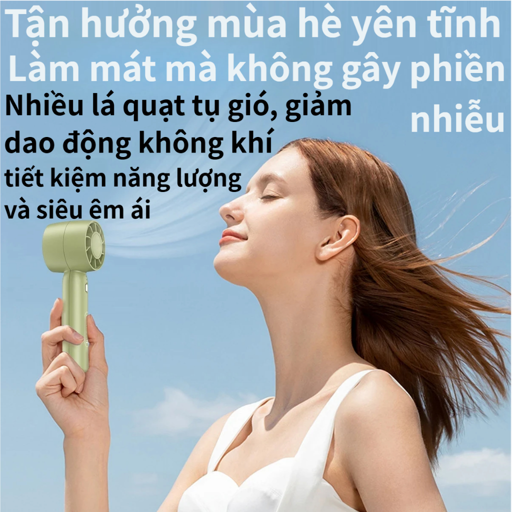 Quạt Cầm Tay Mini T10 Tuabin | Kèm Chân Đế Điện Thoại | 3 Cấp Gió | Động Cơ Không Chổi Than | Pin 2000mAh | Siêu Nhẹ Gọn