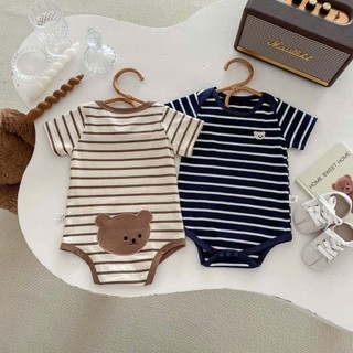 Body Kẻ Sọc Cho Bé Có Hình Gấu – Đồ Body Trẻ Em Mềm Mát