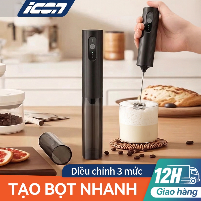 Máy tạo bọt cà phê ICON, máy tạo bọt sữa cầm tay điện, 3 tốc độ, sạc USB, có thể đánh trứng, đánh sữa, tạo bọt