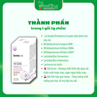 Bột men vi sinh BIFIDOLAB chứa 15 tỉ lợi khuẩn chuyên biệt cho chị em - Gói 1g