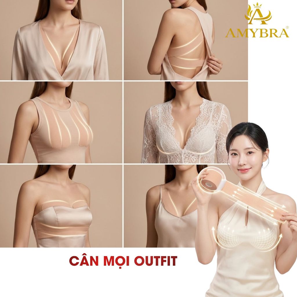 Băng Keo Dán Ngực Đa Năng Gom Quả Tạo Khe, Miếng Dán Ngực Tiện Lợi Cho Mọi Trang Phục AMYBRA B05