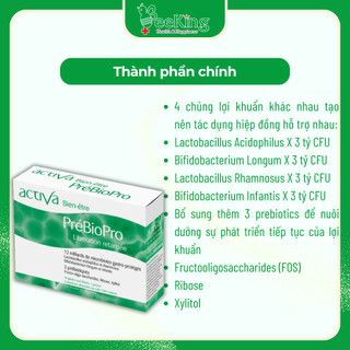 Viên uống men vi sinh đường ruột 12 tỉ lợi khuẩn ACTIVA PREBIOPRO - Hộp 30 viên
