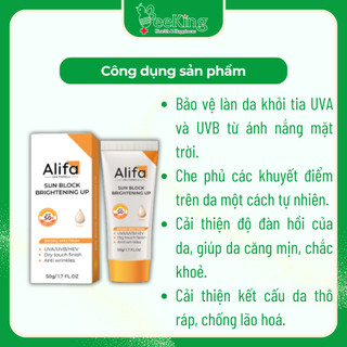 Kem chống nắng ALIFA SUNBLOCK BRIGHTENING UP phổ rộng, nâng tone da - Tube 50g