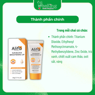 Kem chống nắng ALIFA SUNBLOCK BRIGHTENING UP phổ rộng, nâng tone da - Tube 50g