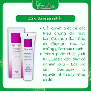 Kem bôi QUASIX hỗ trợ hội chứng trứng cá đỏ, mụn mủ, viêm da - Tube 30g