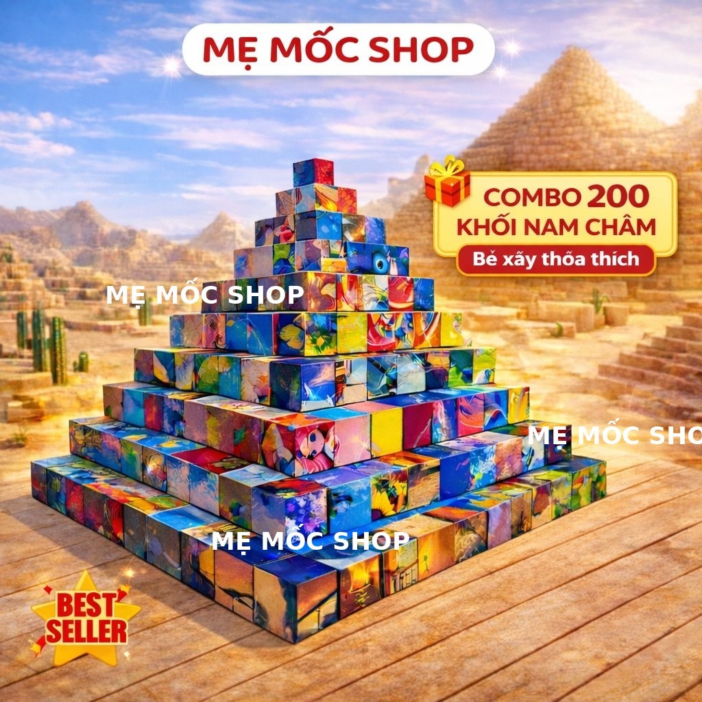 [Giá Sỉ] Combo 200 Khối Nam Châm Từ Tính Lắp Ghép Memocshop Cụm Nam Châm Màu Sắc Lắp Ráp Khối Xây Dựng Cho Bé