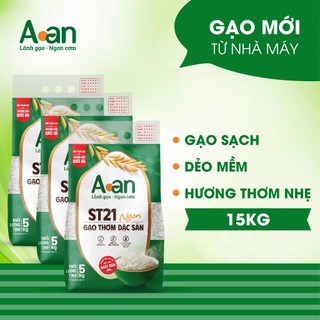 Combo 3 túi Gạo ST21 ngon túi 5kg - bao bì mới - Chính hãng Gạo sạch Aan