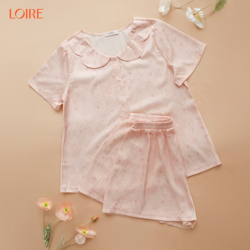 [Made To Ease]Bộ Mặc Nhà Loirechic FDMN260371 Họa Tiết Hoa Nhỏ Chất Lụa Pháp