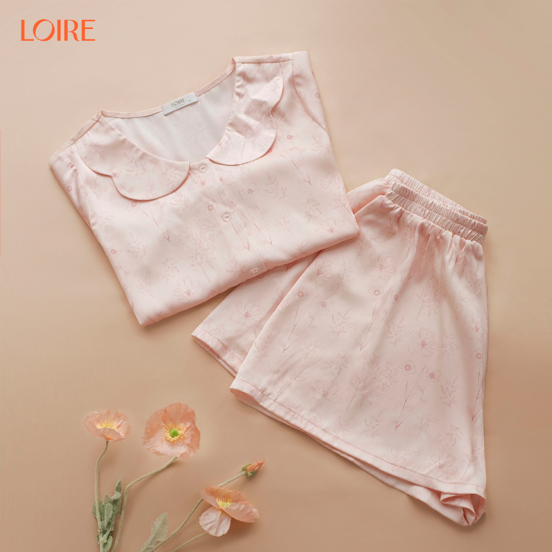 [Made To Ease]Bộ Mặc Nhà Loirechic FDMN260371 Họa Tiết Hoa Nhỏ Chất Lụa Pháp
