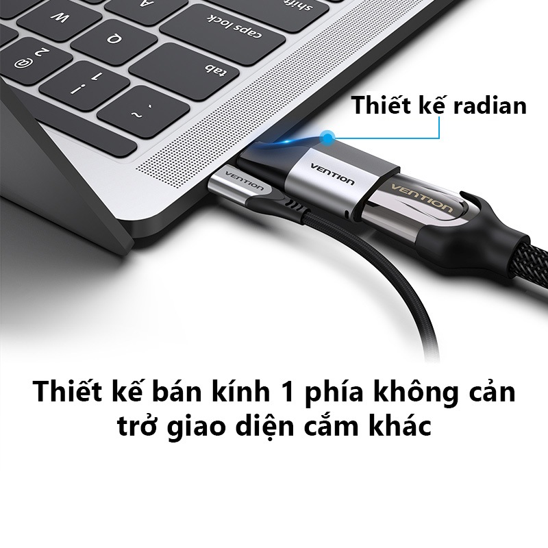Bộ chuyển đổi Type-C sang HDMI Vention Hỗ trợ 4K60Hz, Vỏ hợp kim nhôm, Đầu cắm mạ vàng cho điện thoại, laptop,máy chiếu