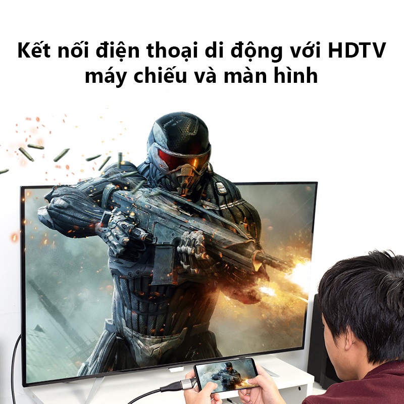 Bộ chuyển đổi Type-C sang HDMI Vention Hỗ trợ 4K60Hz, Vỏ hợp kim nhôm, Đầu cắm mạ vàng cho điện thoại, laptop,máy chiếu