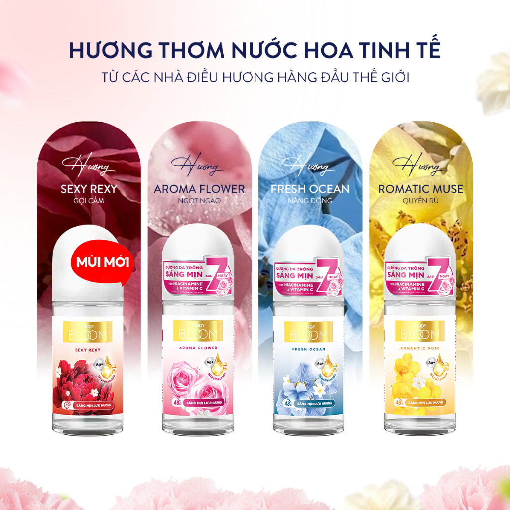 Lăn Khử Mùi Cindy Bloom Sáng Da Hương Nước Hoa 50ml